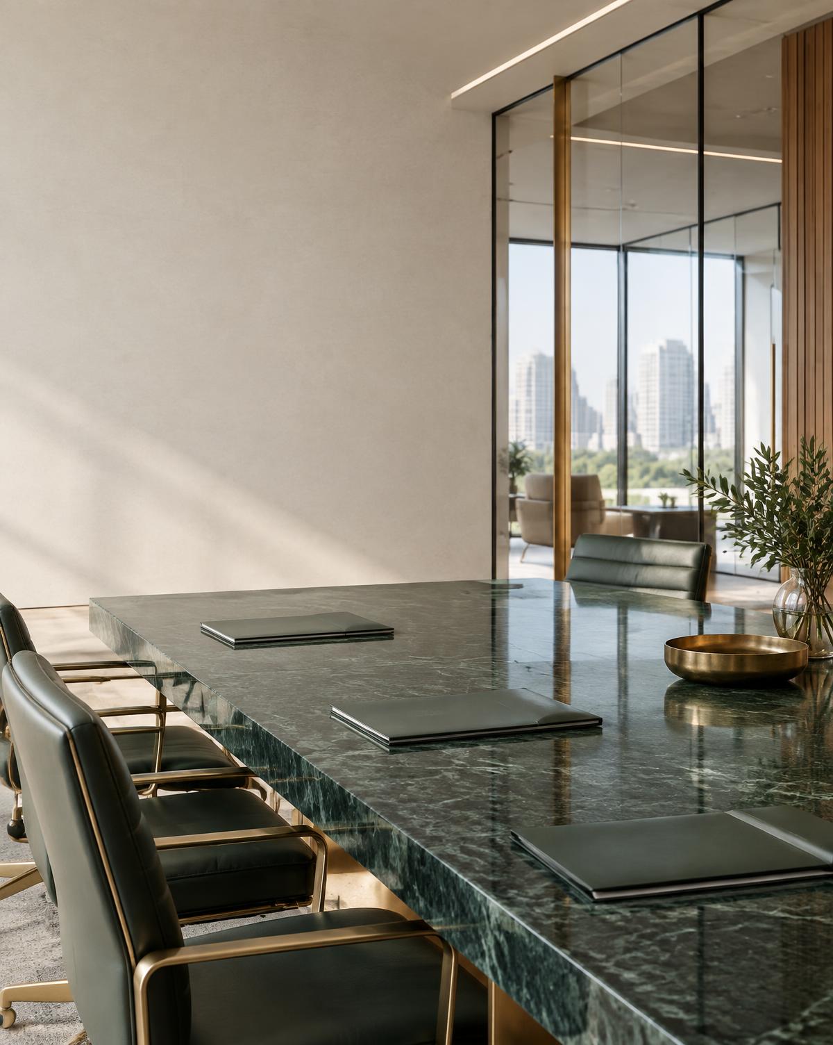 Sala de reunião corporativa organizada